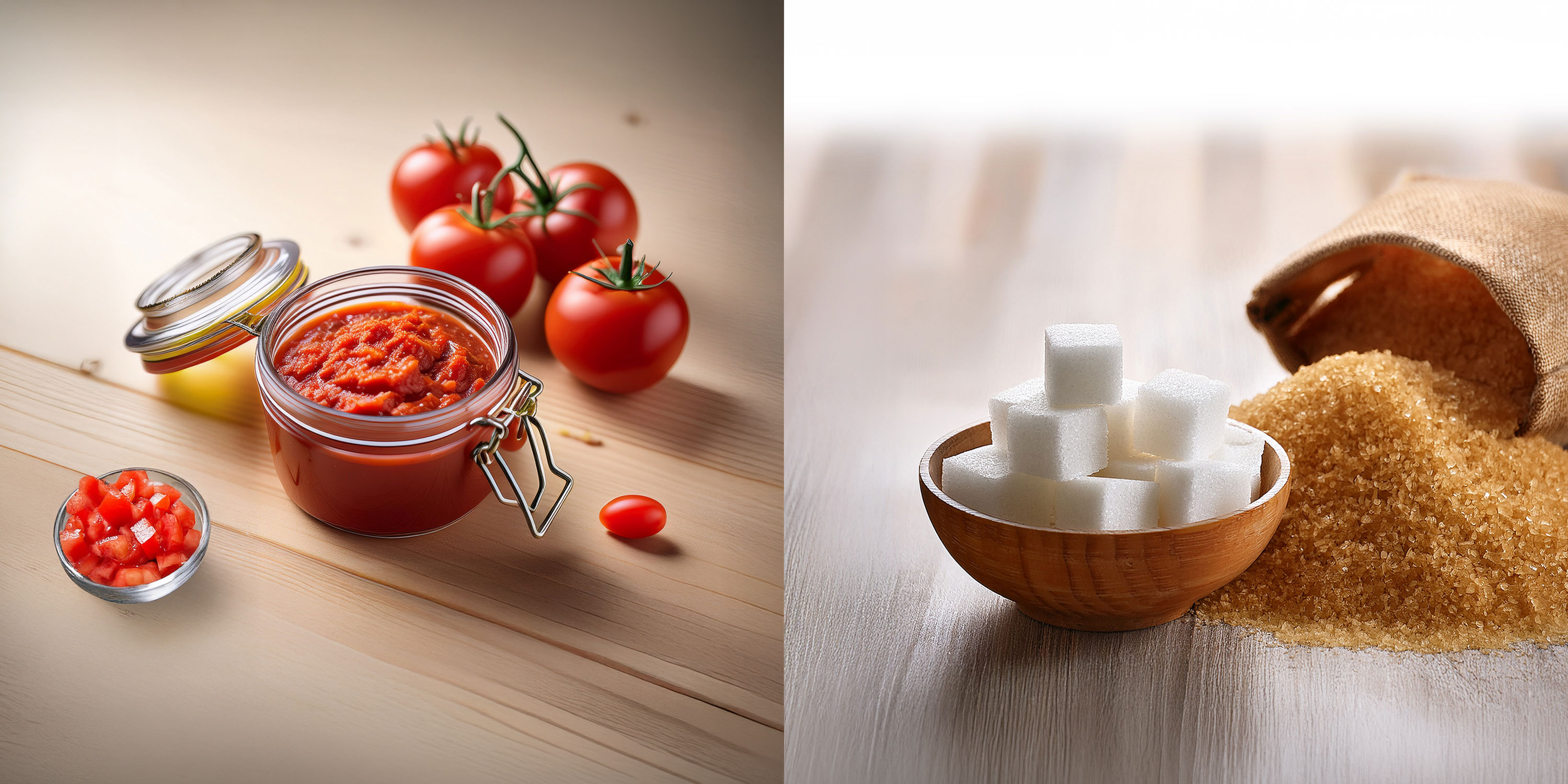 Tomato paste, diced tomatoes, sugar.