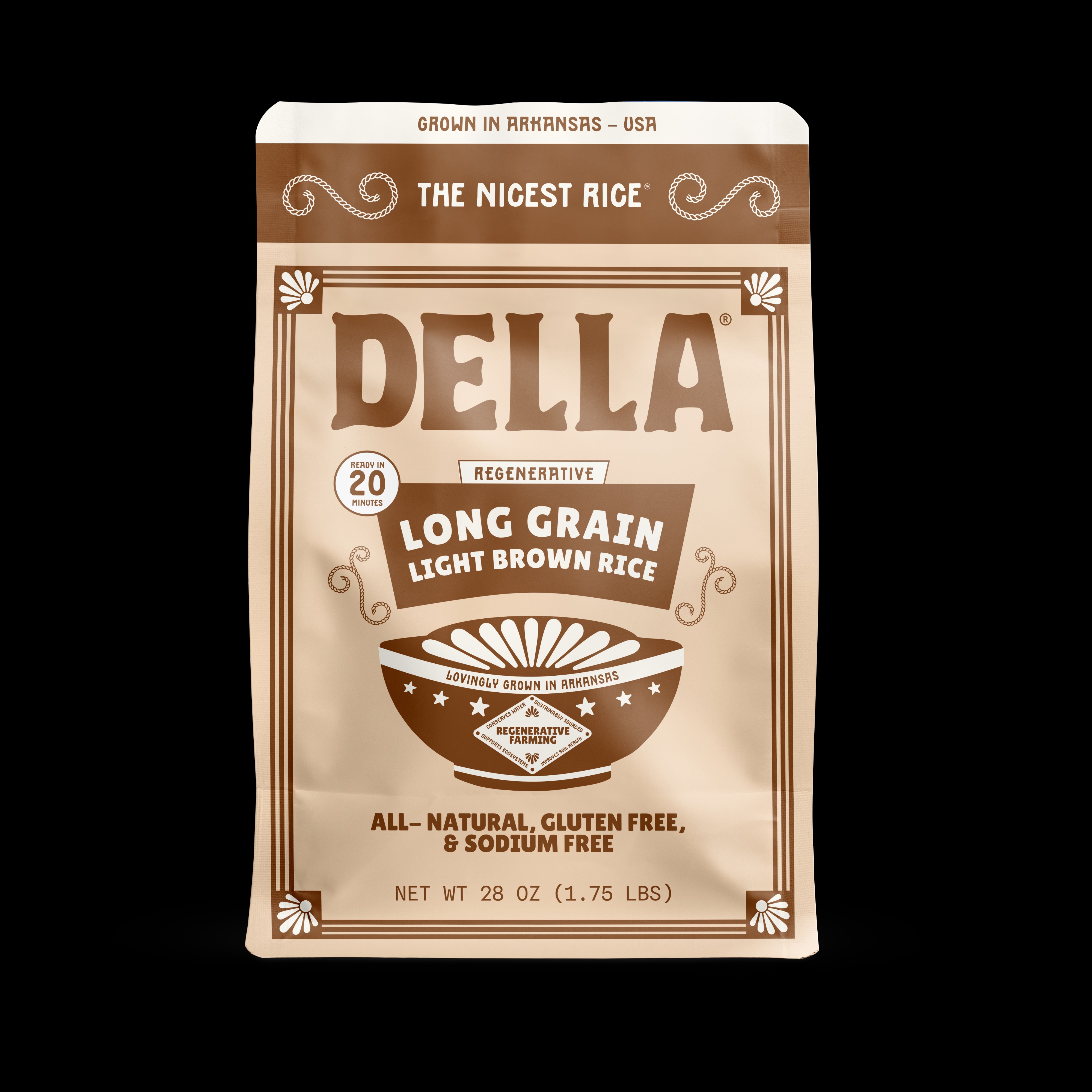 Della's Regenerative Long Grain Light Brown Rice is earthy and nutrient rich with a hearty bite.